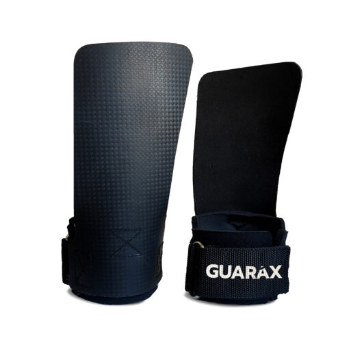 Two Guaráx Handgrips displayed side by side, showcasing the textured grip surface and the brand logo on the wrist strap.