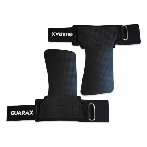 Pair of Guaráx Handgrips laid flat, displaying the textured grip surface and adjustable wrist straps.